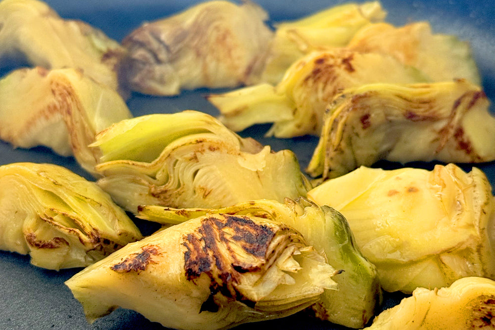 Jarred artichoke salad with almond tarator