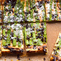 Asparagus and ricotta tart with miso and black garlic