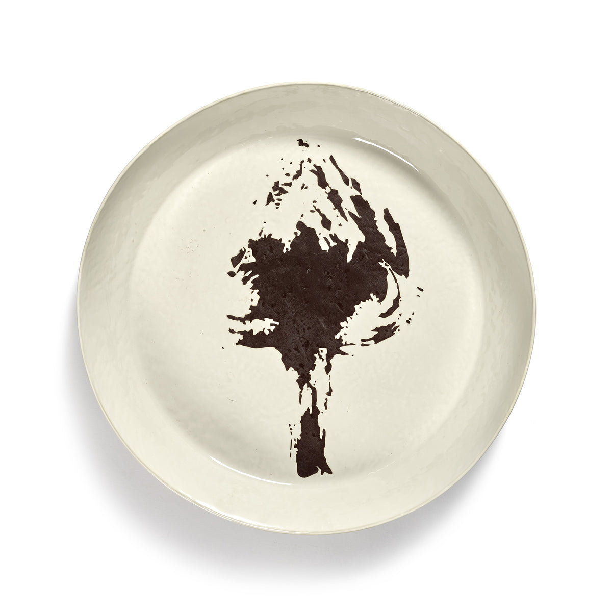 White Large Platter with Black Artichoke Motif