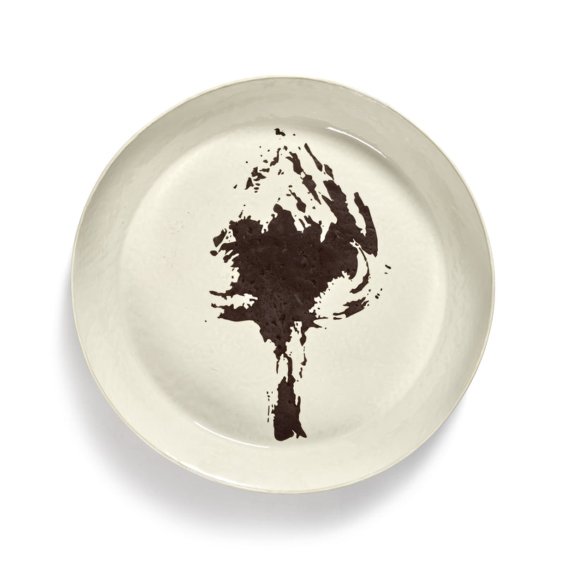 White Large Platter with Black Artichoke Motif