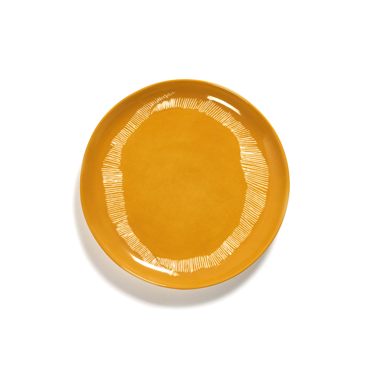 Sunny Yellow Plate with White Stripes - S