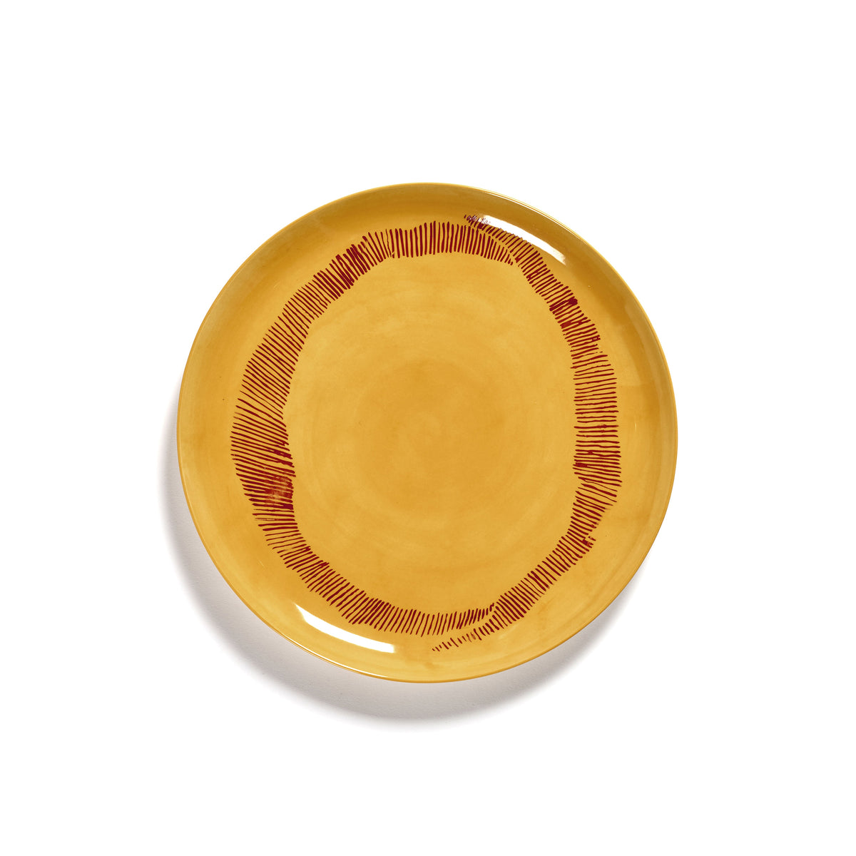 Sunny Yellow Plate with Red Stripes - S