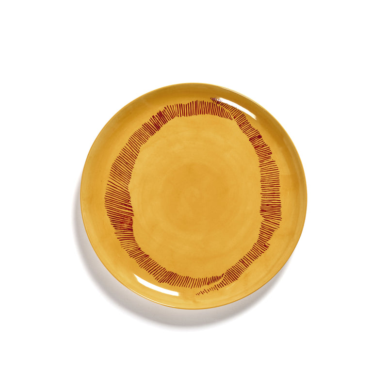 Sunny Yellow Plate with Red Stripes - S