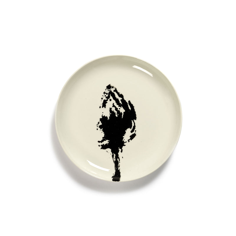 White Plate with Black Artichoke Motif - S