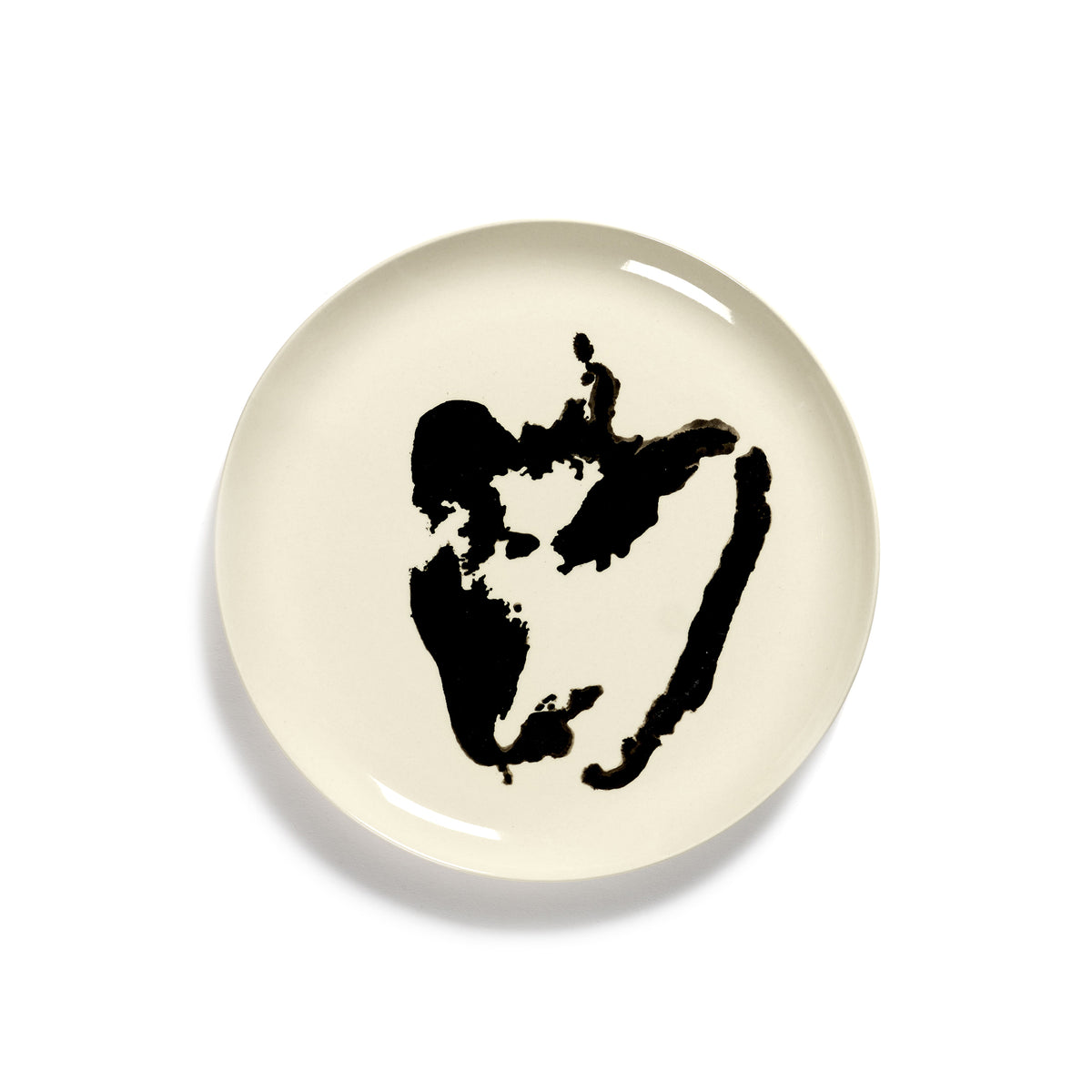 White Plate with Black Pepper Motif - M