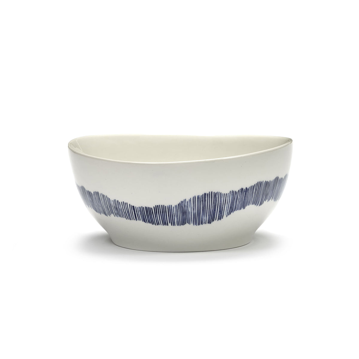 White Bowl with Blue Stripes - S