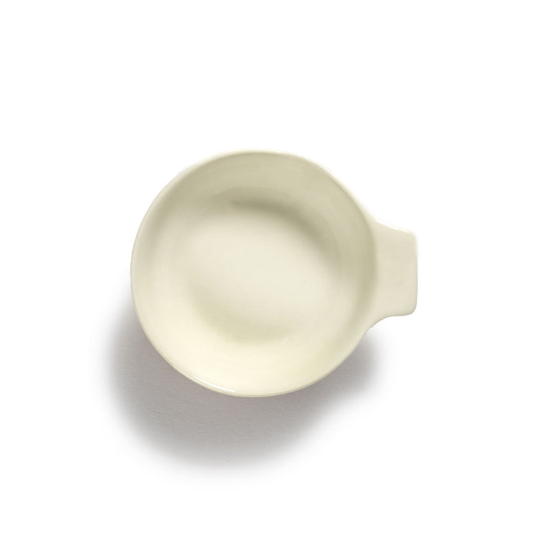 White Tapas Plate with Red Stripes - S