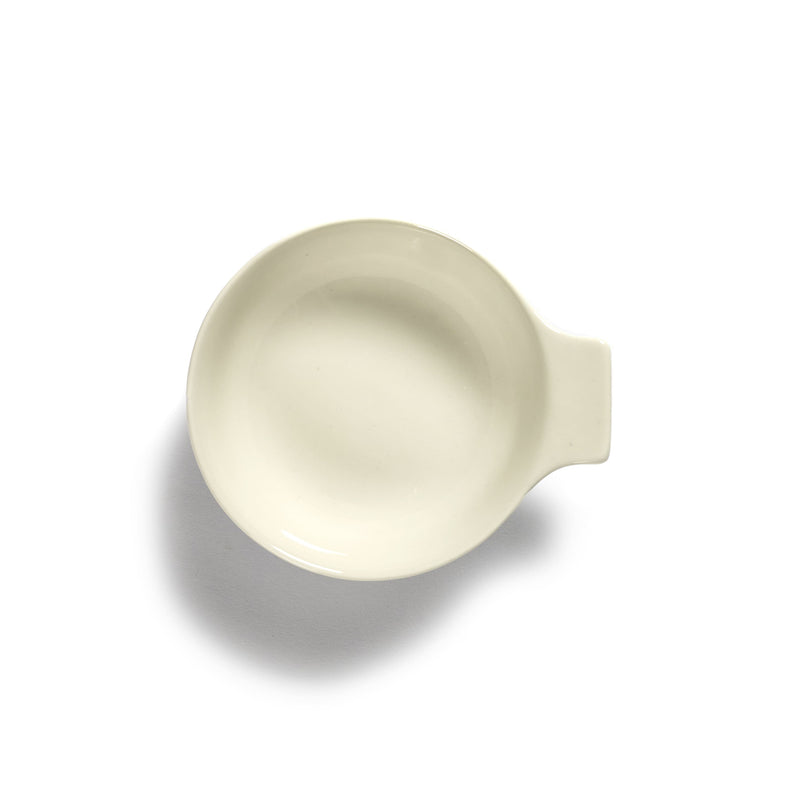 White Tapas Plate with Blue Stripes - L