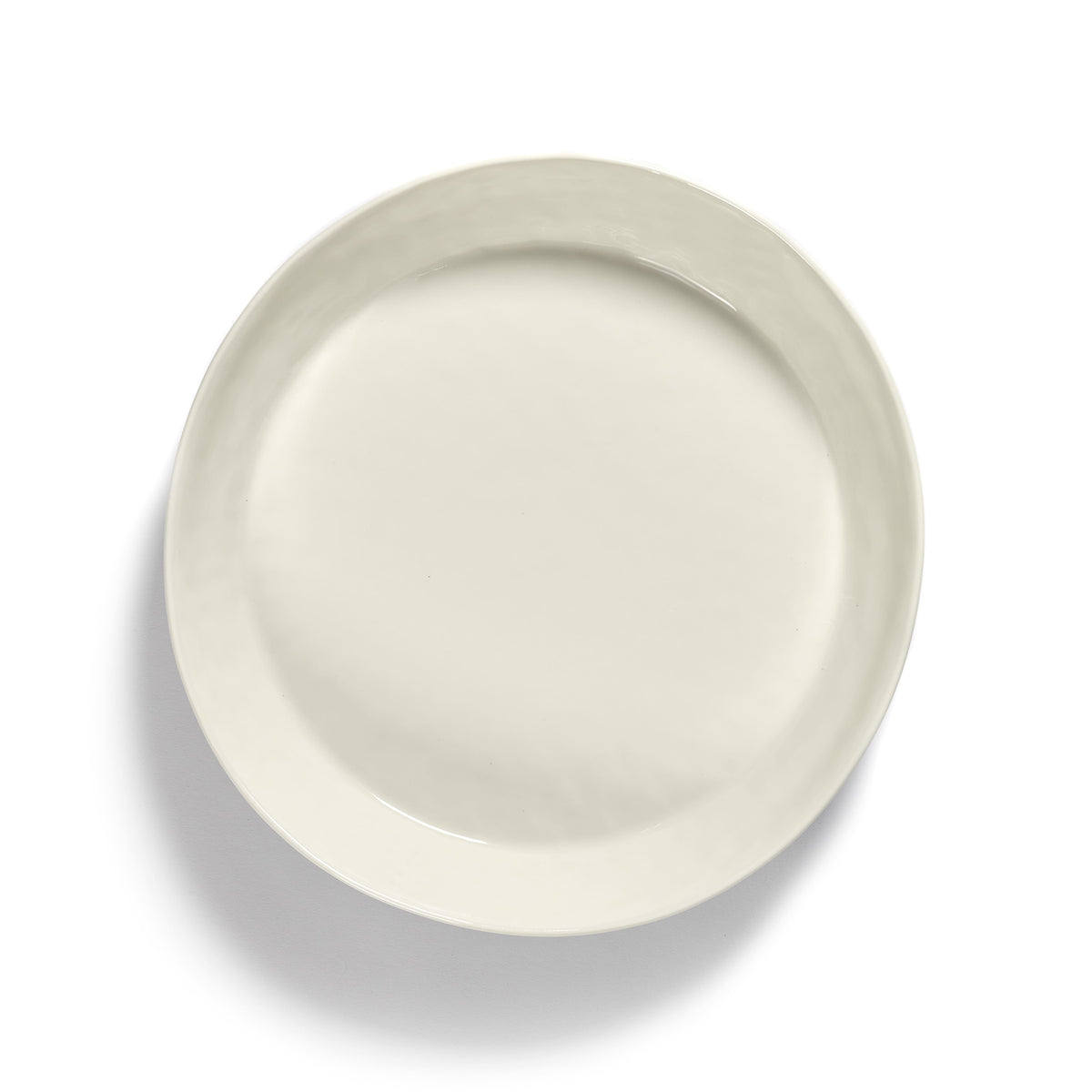 White High Side Serving Plate with Blue Stripes