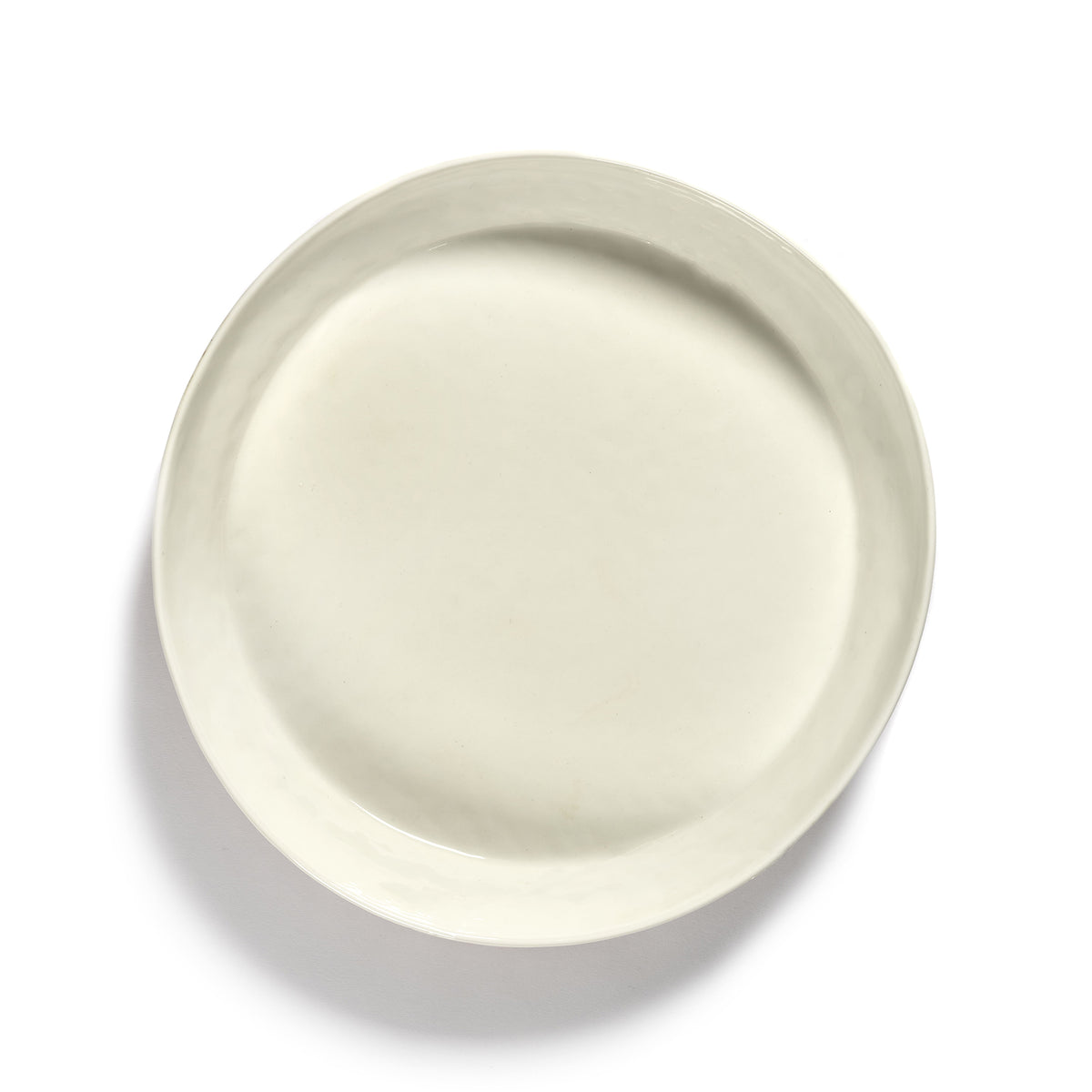 White High Side Serving Plate with Red Stripes