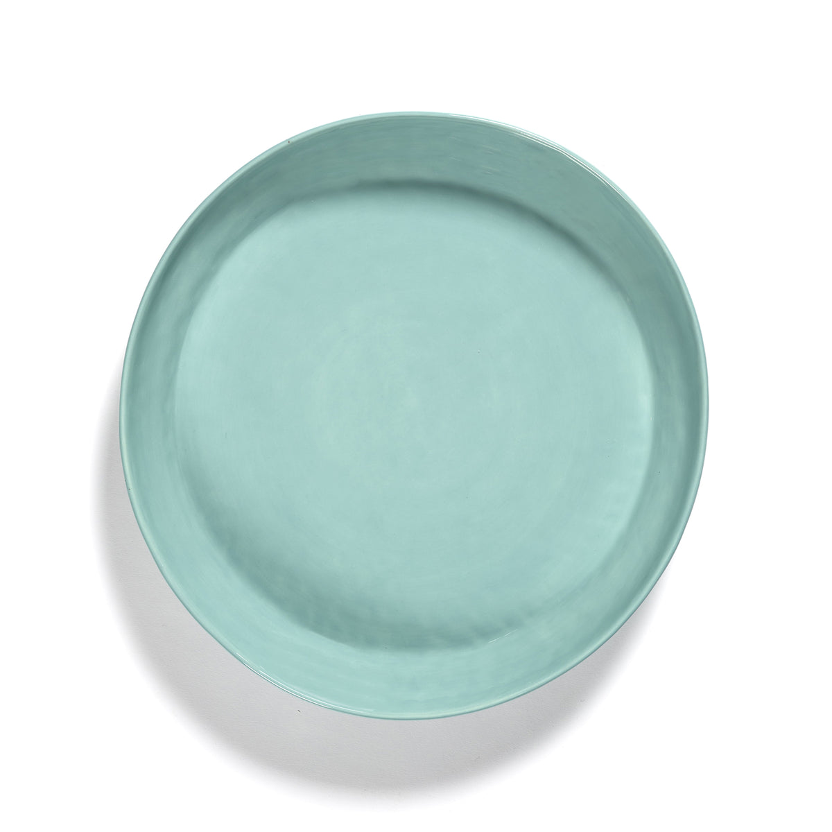 Azure High Side Serving Plate with Red Stripes - M
