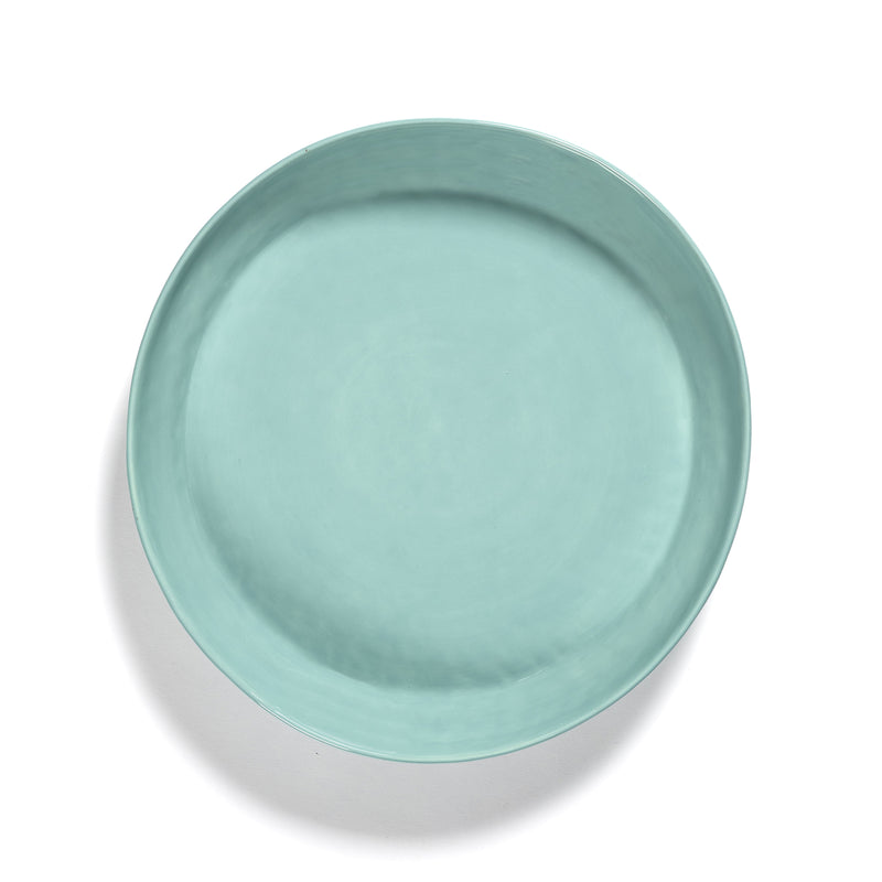 Azure High Side Serving Plate with Red Stripes - M