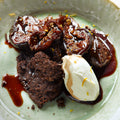 Baked chocolate truffle with pernod figs
