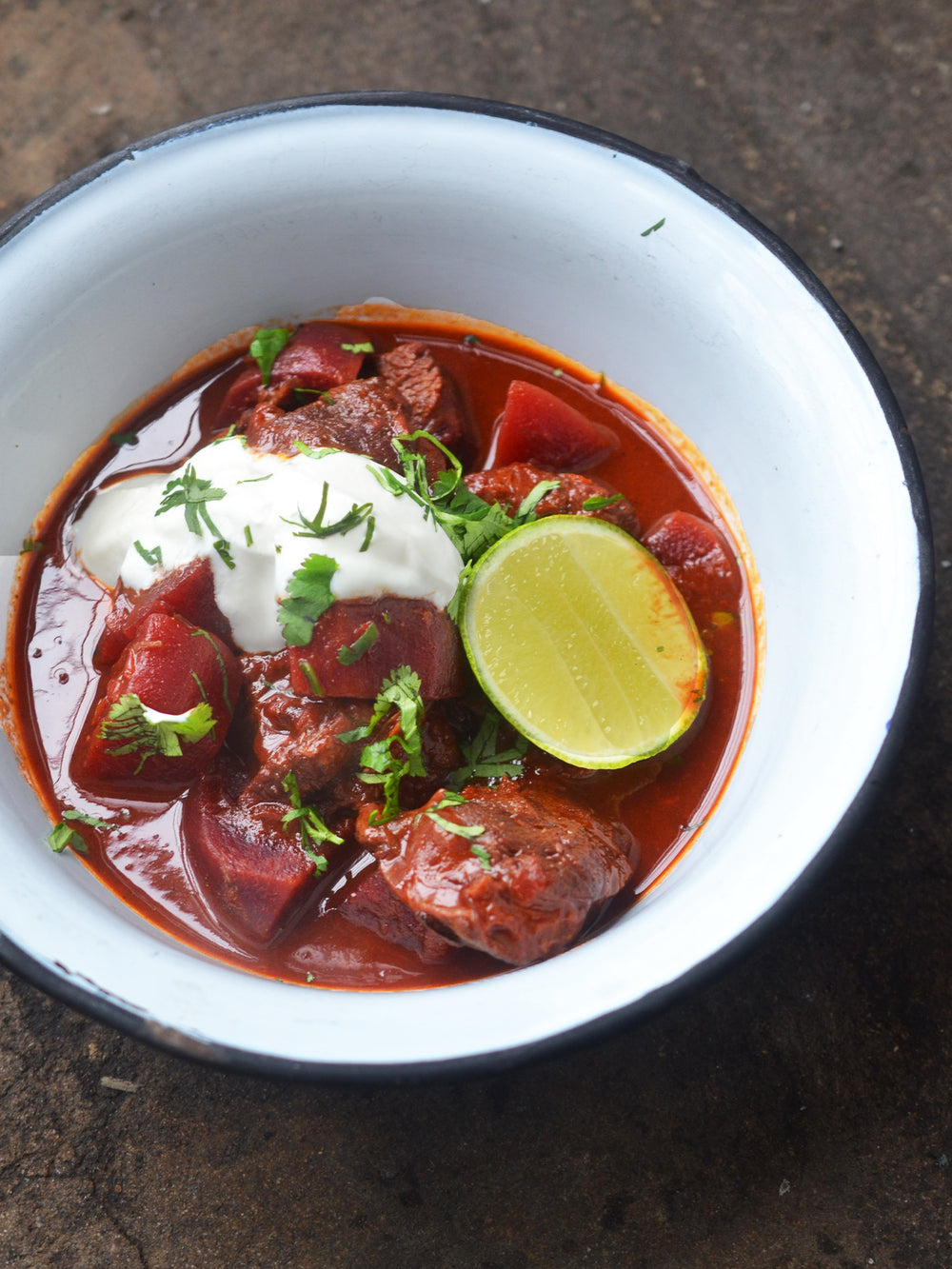 Beef, beetroot and habanero stew