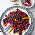 Berry platter with sheep’s labneh and orange oil
