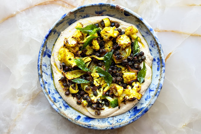 Black and white hummus