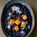 Black rice with mango and coconut cream