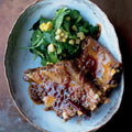 Bourbon-glazed spare ribs with smoked corn salad