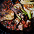 Braised fennel with capers and olives