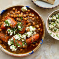 Braised chickpeas with carrots, dates and feta