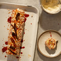 Brown sugar meringue roulade with burnt honey apples