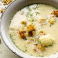 Cauliflower soup with mustard croutons