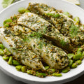 Chermoula-basted halibut with farro