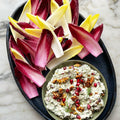 Chicory boats with feta, walnut and pomegranate