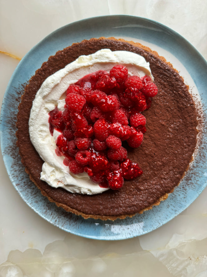 Chocolate and raspberry tart
