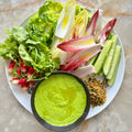 Coconut and tahini green goddess with sunflower seed dukkah