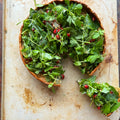 Coronation quiche with jewelled salsa