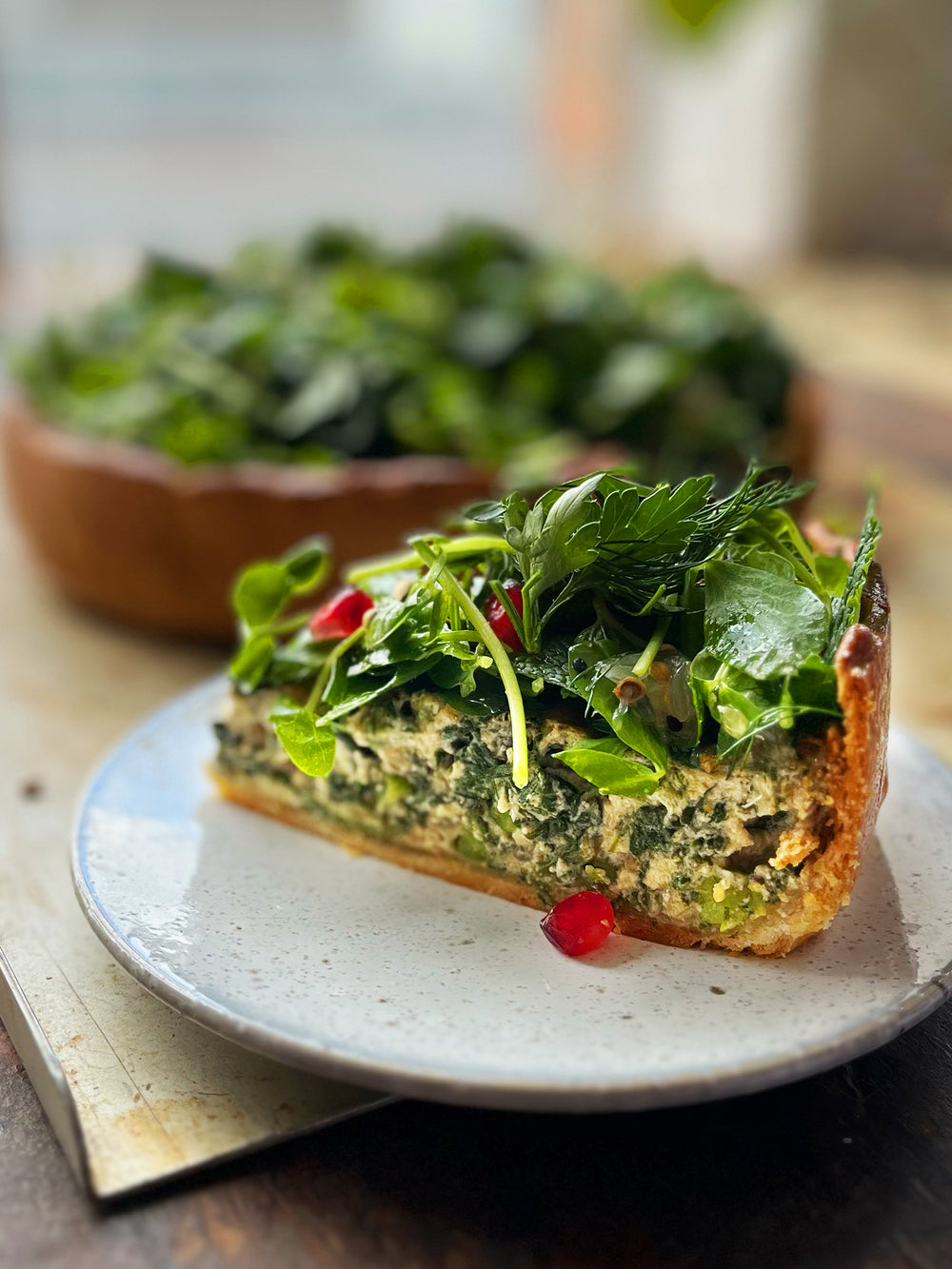 Coronation quiche with jewelled salsa