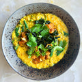 Red lentils with butternut squash and burnt lemon