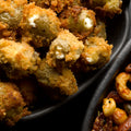 Deep-fried stuffed green olives