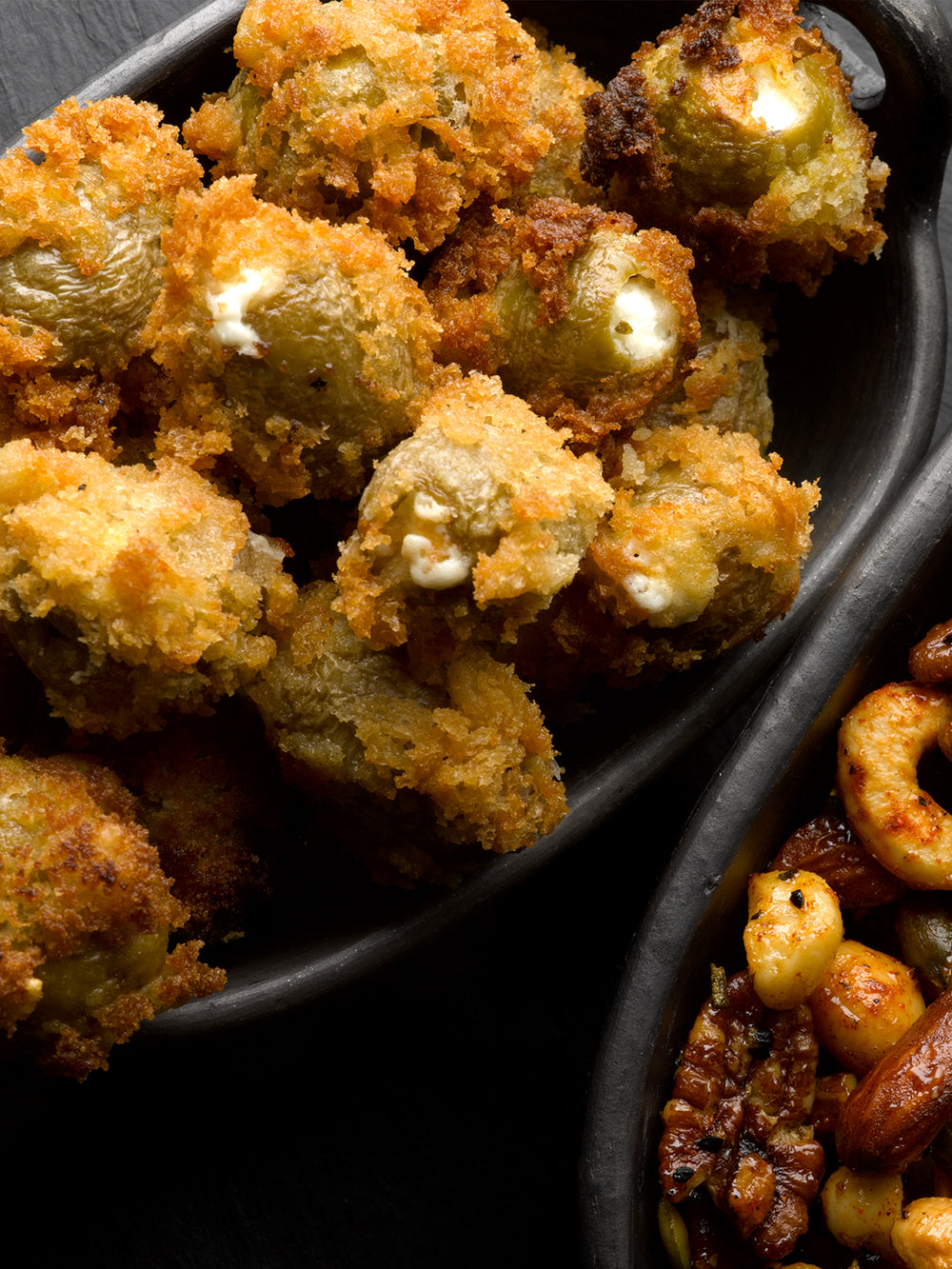 Deep-fried stuffed green olives