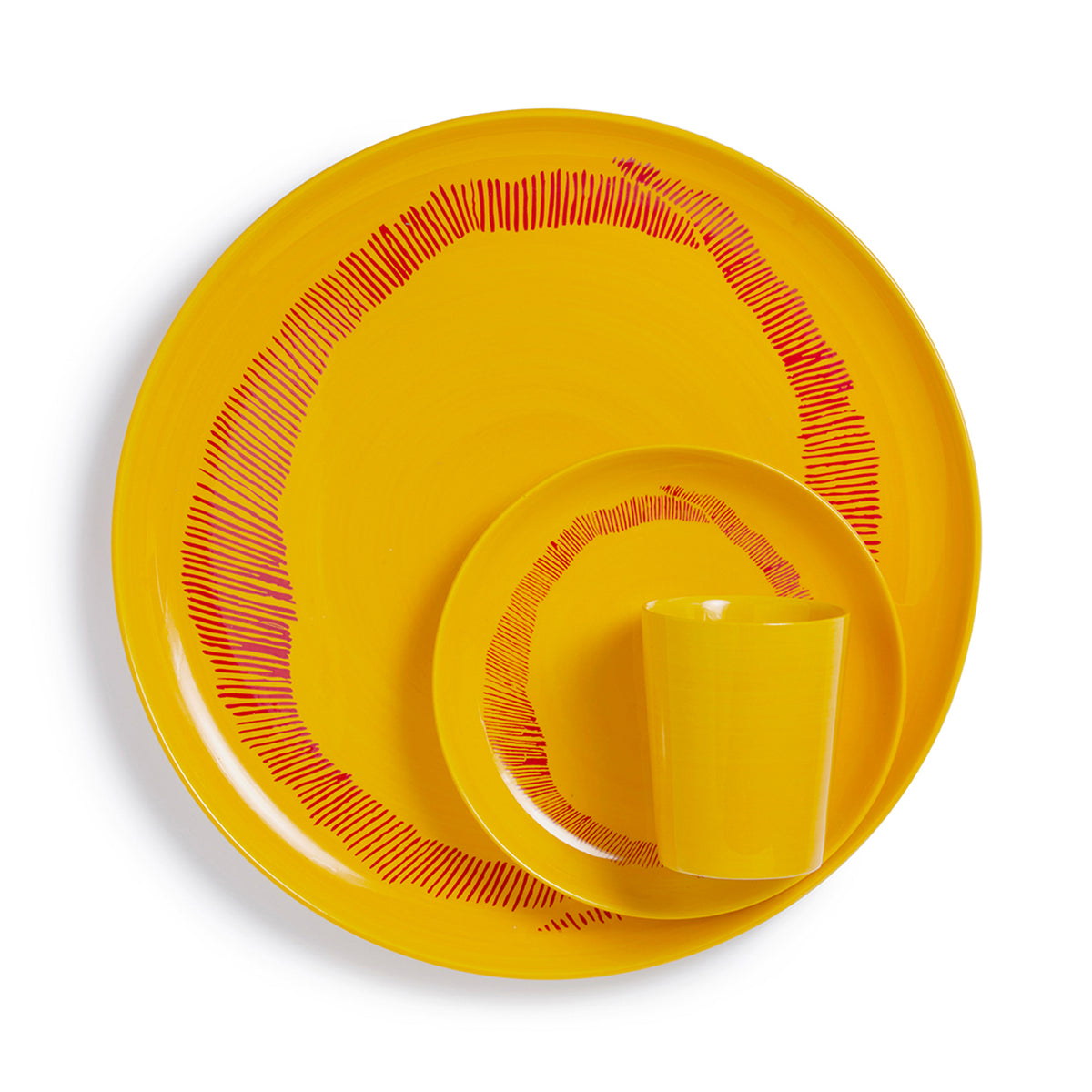 Yellow and Red Stripe Collection - 9 Piece Set