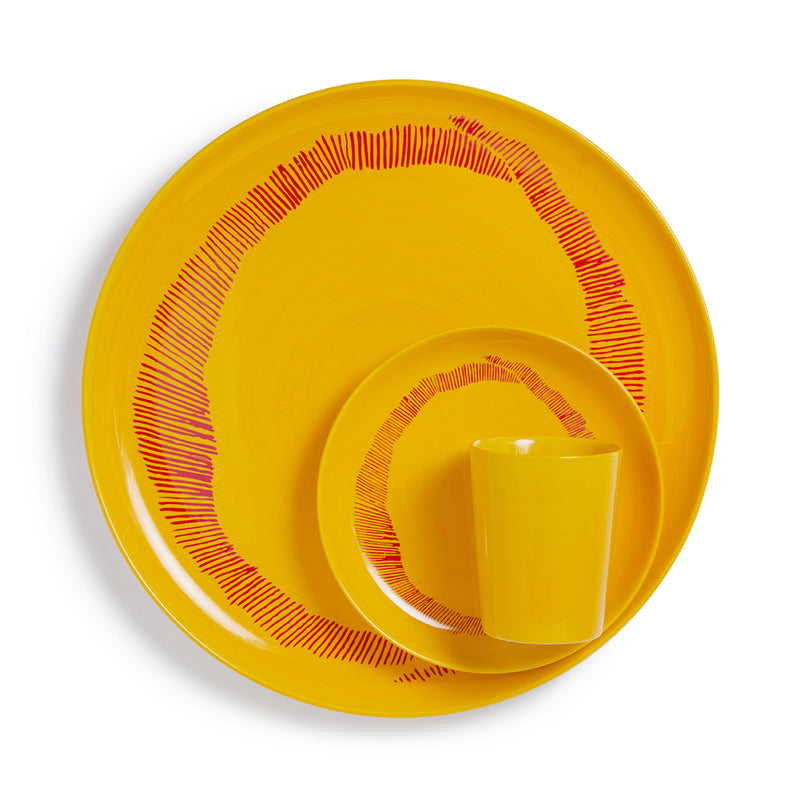 Yellow and Red Stripe Collection - 9 Piece Set