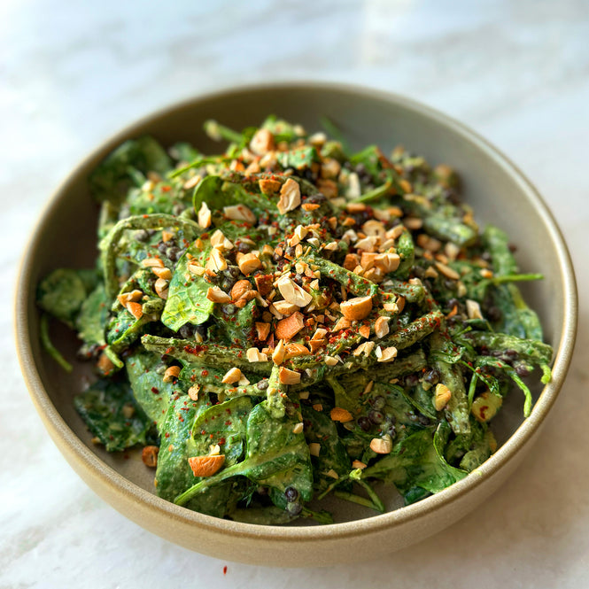 Warm green bean and lentil salad