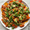 Harissa roast pumpkin with tahini sauce