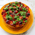 Harissa-spiced mackerel picnic cake