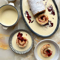 Hazelnut roly-poly with lemon custard
