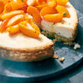 Labneh cheesecake with roasted apricots, honey and cardamom
