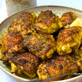 Marinated chicken thighs with fenugreek and ginger