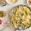  Miso pesto trofie pasta with spinach and pine nuts