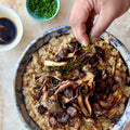 Mushroom ‘risotto’ with crispy mushrooms and Kecap Manis drizzle