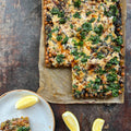 Open-faced pumpkin kibbeh with lemony swiss chard