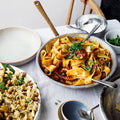 Pappardelle with rose harissa, black olive and capers