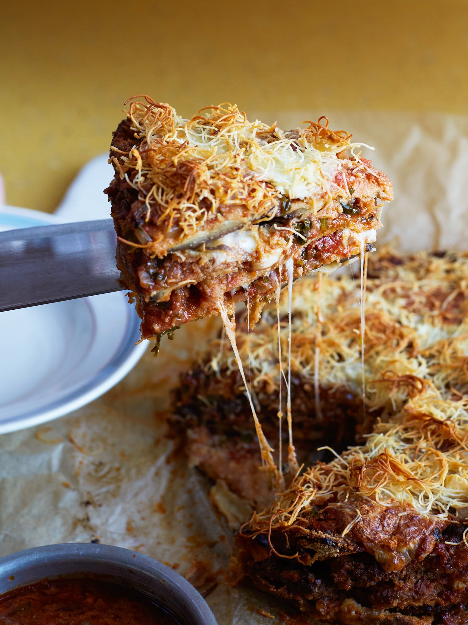 Parmigiana pie with tomato sauce