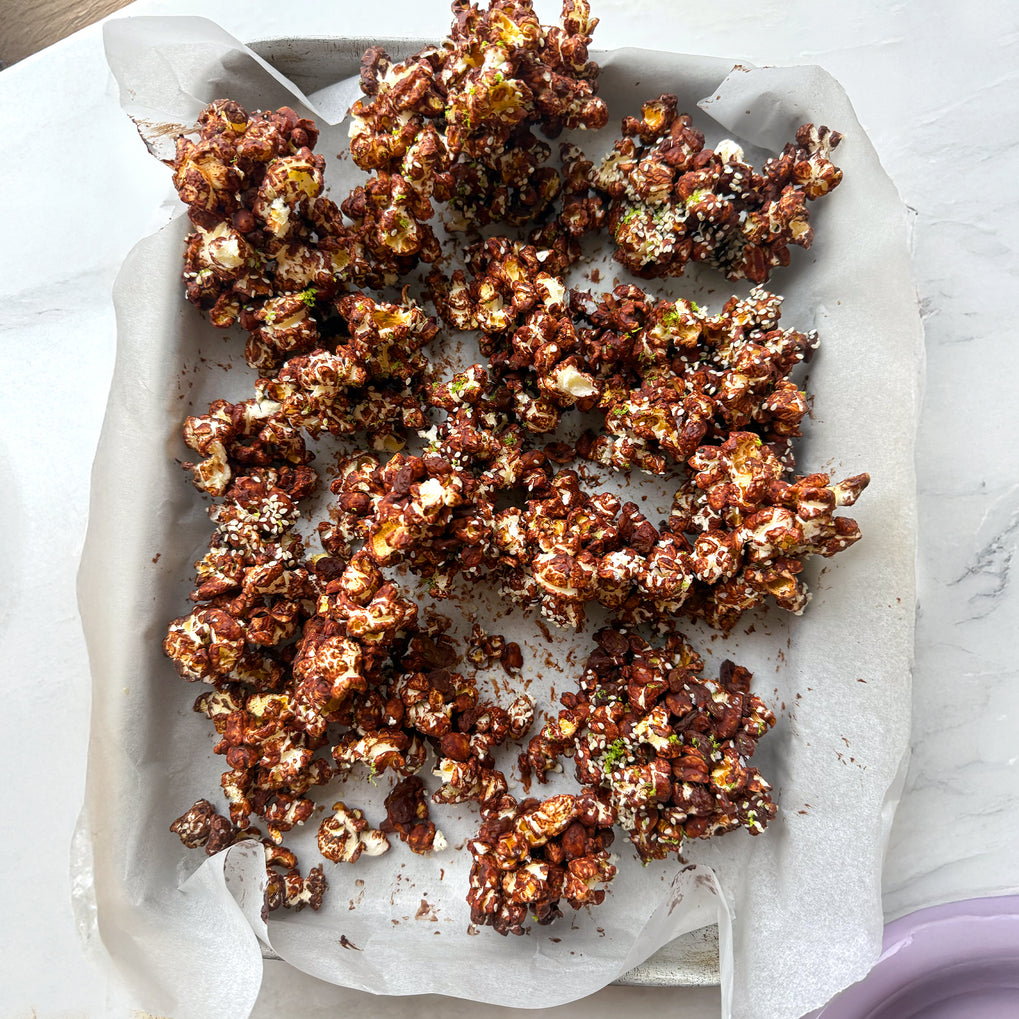 Chipotle chocolate popcorn bites