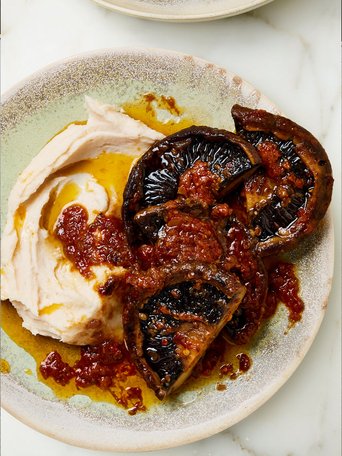 Portobello steaks and butter bean mash